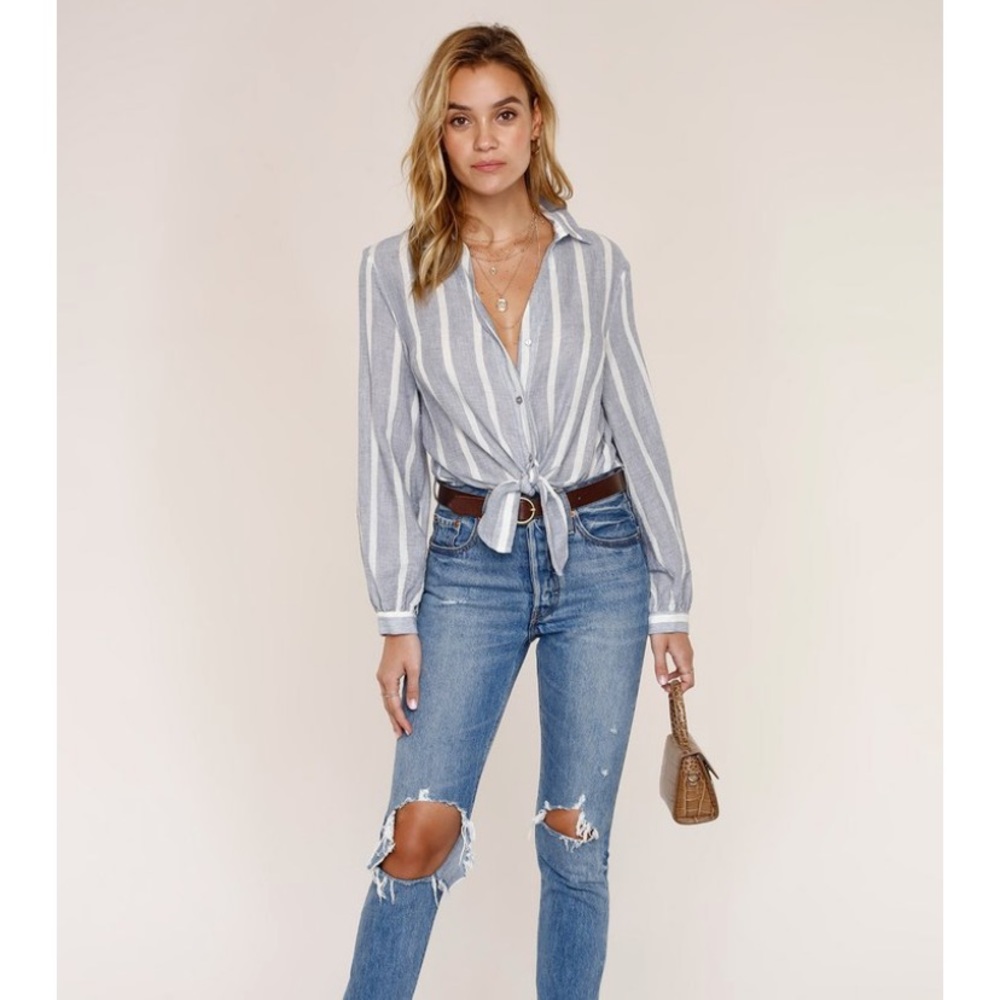 Heartloom Stella Top (blue and white stripe) XS
